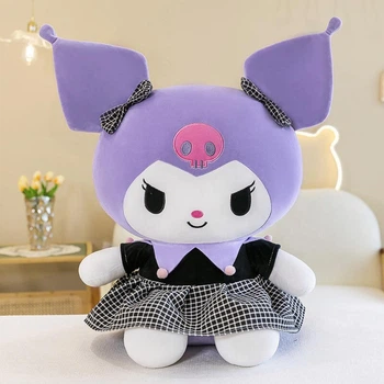 Велика м'яка іграшка аніме Куромі у сукні kuromi sanrio hello kitty 80 см фіолетова (9118)