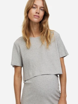 Футболка для беременных хлопковая короткая женская H&M 1107940003c29 S Серая (KC1000000051155)
