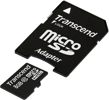 Karta pamięci Transcend MicroSDHC 8GB Class 10 + adapter (TS8GUSDHC10)