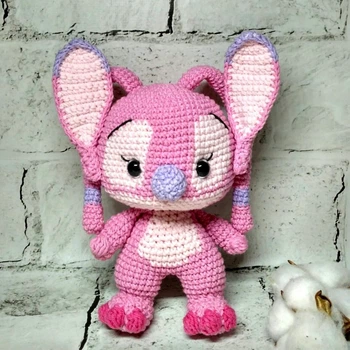 М'яка іграшка ручної роботи в'язана амігурумі Hand Made Стіч Ангел 17 см 202-92-1