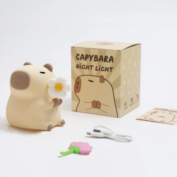 Ночник Capybara в форме капибары из силикона 7 цветов подсветки с таймером и сенсорным управлением