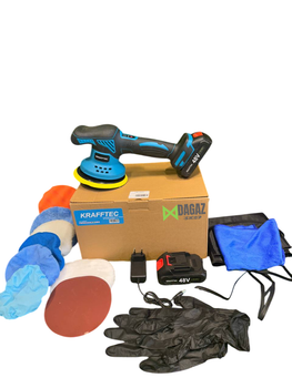 Аккумуляторная полировальная машинка Krafftec (12 V, 2 AH) Шлифмашина с регулятором оборотов