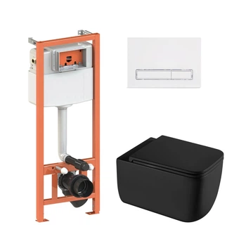 Готовое решение Qtap для ванной комнаты: подвесной унитаз Gemini Ultra Quiet 530х365х373 + комплект инсталляции Nest 4 в 1 (линейная клавиша White