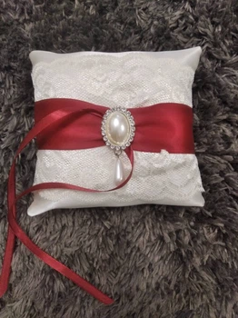 Весільна подушечка для обручок Wedding Styduo dekory Марсала з брошкою