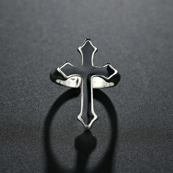 Кільце великий чорний хрест перстень з хрестом cross