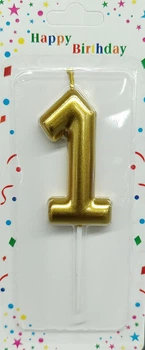 Свечка для торта Цифра 1 золотистая 5 см (10621)