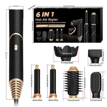 Складной фен-стайлер для укладки волос с 6 различными насадками Hot Air Styler 1000W