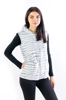 Женский теплый жилет с капюшоном Шиншила 432890 велсофт (3XL)120 серый (4894120)
