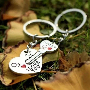 Парные брелки Сердце с ключиком I LOVE YOU — символичный подарок для двоих, романтический аксессуар