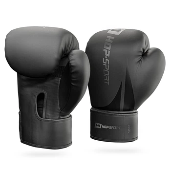 Боксерські рукавички Hop-Sport HS-BG12 12oz Black для тренувань та спарингів