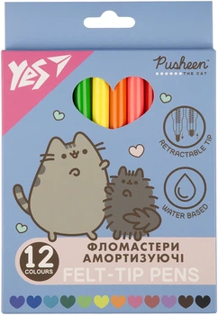 Фломастеры YES Pusheen Амортизирующие 12 цветов (650581) (5056574454911)