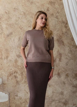 Женская футболка вязаная ART KNIT тауп, XL 040604