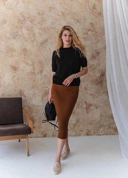 Женская футболка вязаная ART KNIT черная, L 040577