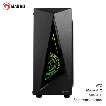 Корпус для игрового ПК Marvo Tazos 110 CA-119 BK (форматы ATX, Micro ATX и Mini-ITX, закаленное стекло) - Черный