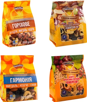 Набор орехов и сухофруктов SantaVita Полезная коллекция 200 г x 4 шт (0.8 кг) (44820061500691)
