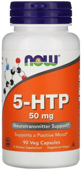 5-гідрокситриптофан Now Foods 5-HTP 50 мг 90 веганських капсул в упаковці (ARE-574913)