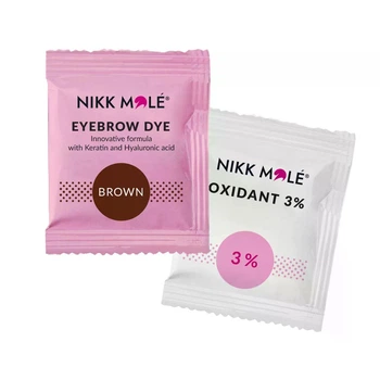 Фарба для брів та вій Nikk Mole Brown у саше, 5 мл