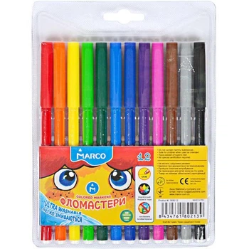 Фломастери "Marco" "Super Washable" 1690-12 FM, 12 кольорів, змиваємі