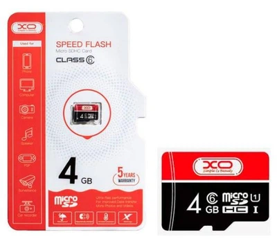 Карта Памяти XO micro SD 4GB (6cl) красный/черный