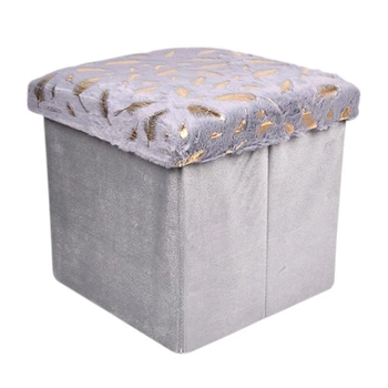 Тумба-пуф Stenson Plush R33442 сіра з кришкою м’яке сидіння 35x35x35 см (R33442)