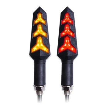 Динамические LED поворотники LAMB (гибкие, с габаритами, 2 шт, жёлтые, 12V, IP67)