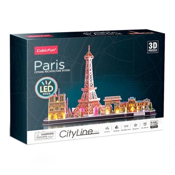 3D пазл CubicFun City Line с LED-подсветкой Париж (L525h)