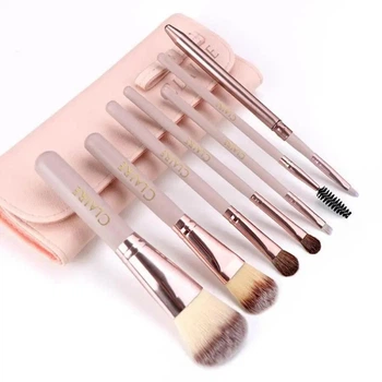 Набор 7 кистей для макияжа CLAIRE Makeup brush set с розовым чехлом, отделением для хранения