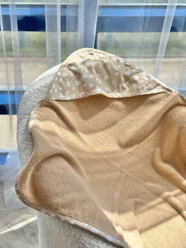 Дитячий махровий рушник з капюшоном для купання новонароджених 80х80см бежевий