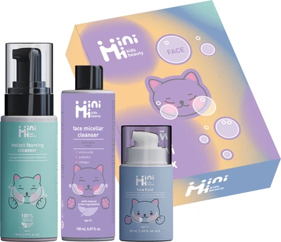 Набір для обличчя MiniMi Mini Box Міцелярна водичка 250 мл + Пінка для вмивання обличчя 150 мл + Зволожуючий флюїд 50 мл (4820185229562)