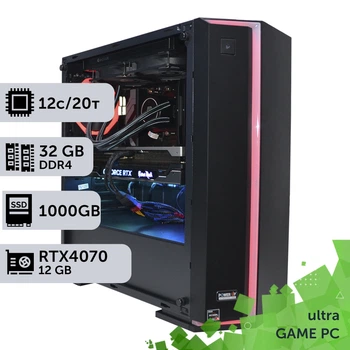 Игровой компьютер GamePC Ultra #198 Core i7 12700F / 32 GB / SSD 1TB / GeForce RTX 4070 12GB геймерский системный блок для киберспорта и стриминга
