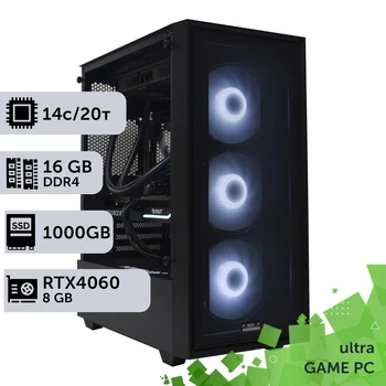 Игровой компьютер GamePC Ultra #325 Core i5 14600K / 16 GB / SSD 1TB / GeForce RTX 4060 8GB геймерский системный блок для киберспорта и стриминга