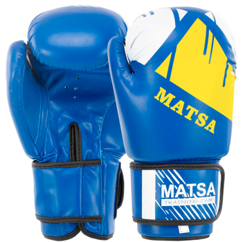Перчатки боксерские тренировочные на липучке Matsa Training Camp 7301 размер 8 унции Blue-Yellow