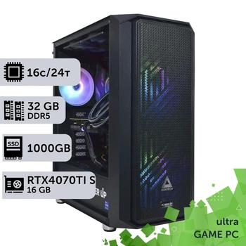 Игровой компьютер GamePC Ultra #342 Core i7 13700F / 32GB / HDD 2TB / SSD 1TB / GeForce RTX 4070Ti Super 16GB геймерский системный блок для киберспорта и стриминга
