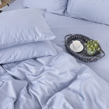 Простынь на резинке MirSon Satin Premium 0843 Grey Blue 90 х 190 см (2200002024952)