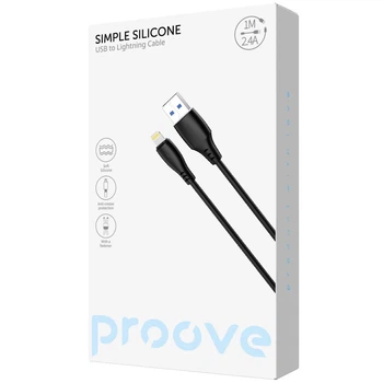 Кабель Proove Simple Silicone USB to Lightning 2.4A (1m) black