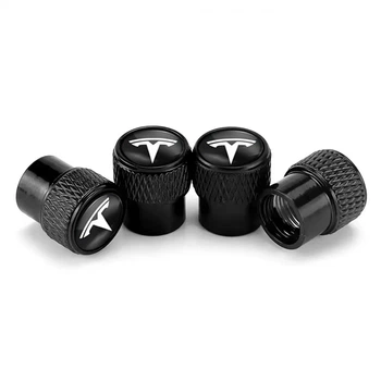 Ковпачки на ніпель із лого Tesla Alitek Rif Metal Black Тесла, 4 шт (67858)