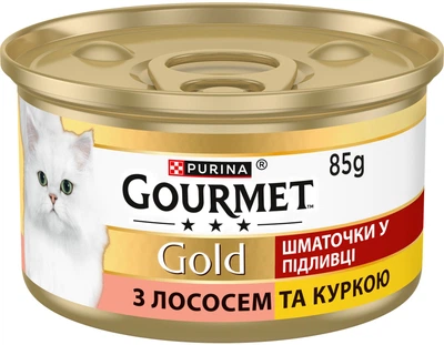 Корм Gourmet Gold шматочки з лососем та куркою 85 г