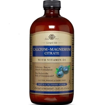 Витамины и минералы Solgar Кальция цитрат и магния цитрат с D3 со вкусом черники Calcium Magnesium Citrate with Vitamin D3 Liquid Natural Blueberry 473мл