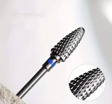 Насадка фреза Nail Drill твердосплавна для зняття гель-лаку 15*6мм Синя