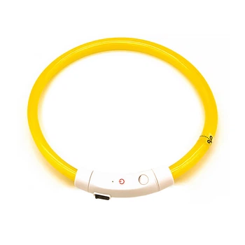 Світлодіодний LED нашийник Lesko L-18 Yellow M USB водовідштовхувальний, що світиться, для собак і котів