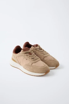 Шкіряні кросівки Zara пх11362 бежеві 36
