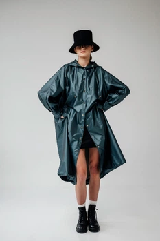 Жіночий дизайнерський дощовик плащ тренч Parasol'ka смарагдовий Emerald (S-L) oversize one size, плащ вільного крою водонепроникний, дощовик з капюшоном