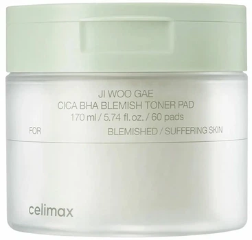 Пады для лица Celimax Ji Woo Gae Cica BHA Blemish Toner Pad успокаивающие 60 шт (8809783321225)