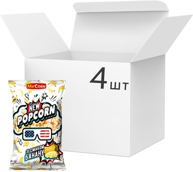 Упаковка попкорну Mr'Corn зі смаком банана 90 г х 4 шт (4820289960385)