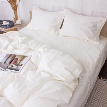 Простынь на резинке MirSon Poplin Line "002 Milky White" 160 х 200 см (2200006289111)
