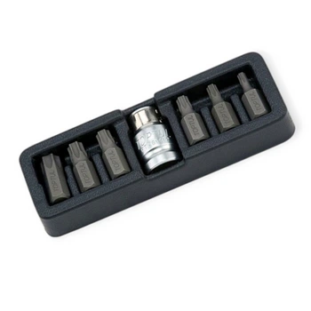 Набор бит 10мм с переход. 1/2", 6 лучей TORX 7 шт Т25-Т55, S2 (футляр) Toptul