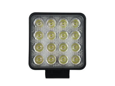 Фара светодиодная дальнего света (16 led, дополнительная с крепежом, квадратная) 29-48W - FLOOD