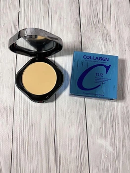 Пудра для обличчя TUZ Collagen подвійна із спонжиком та дзеркалом №2 medium(ВІ)
