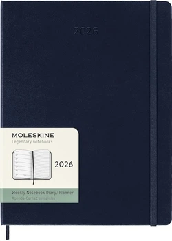 Щотижневик з місцем для записів Moleskine на 2026 рік великий 19 х 25 см сапфір