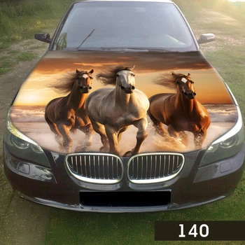 Виниловая наклейка на капот авто — Кони на закате — 1500×1200 мм